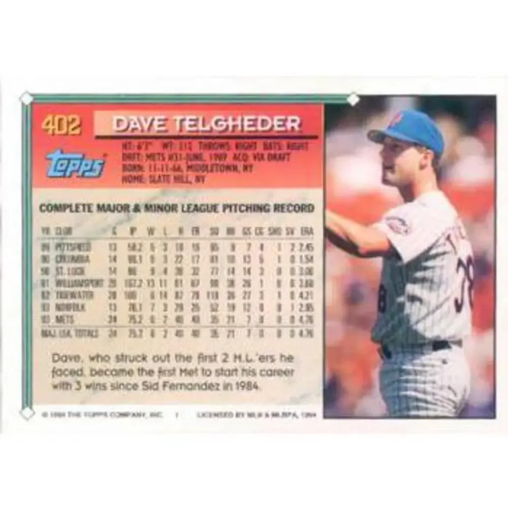 1994 Topps Dave Telgheder # 402 New York Mets